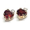 Image 1 : 10K Yellow Gold Garnet Cubic Zirconia Silicone Stud Back Earrings, Made in Canada, Suggested Retail 