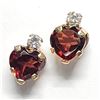 Image 2 : 10K Yellow Gold Garnet Cubic Zirconia Silicone Stud Back Earrings, Made in Canada, Suggested Retail 
