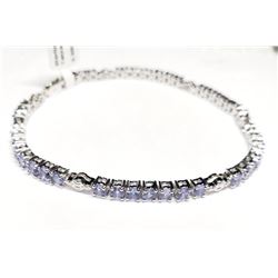 Silver Natural Tanzanite(3.9ct) (8.8Gm, 7.5") Bracelet, Appraised Retail $800
