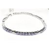 Image 1 : Silver Natural Tanzanite(3.9ct) (8.8Gm, 7.5") Bracelet, Appraised Retail $800