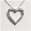 Image 1 : Silver Simulated Aquamarine Cubic Zirconia Heart Shaped Pendant With Chain Necklace (~length 18"cm),