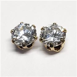 10 and 14K Yellow Gold Cubic Zirconia (5Mm~) Silicone Stud Back Earrings, Suggested Retail Value $20