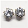 Image 2 : 10 and 14K Yellow Gold Cubic Zirconia (5Mm~) Silicone Stud Back Earrings, Suggested Retail Value $20