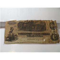 1862 $100 Confederate States Currency As Found