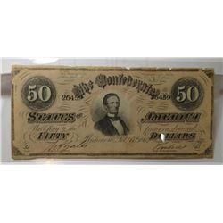 1864 Confederate States $50 Currency