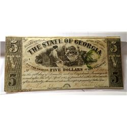1864 Confederate State of Georgia $5 Currency