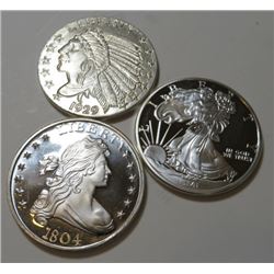 (3) Collectible Silver Bullion Rounds