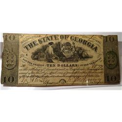 1864 Confederate State of Georgia $10 Currency