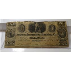 RARE 1862 State of Georgia $1 Insurance Note