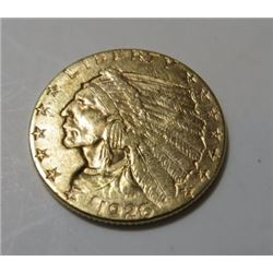1926 $2.5 Gold Indian Quarter Eagle AU Grade