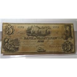 RARE 1835 Washtenaw MI $5 Currency Note