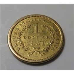 1851 Type 1 $1 Gold Liberty Head Coin XF PLUS