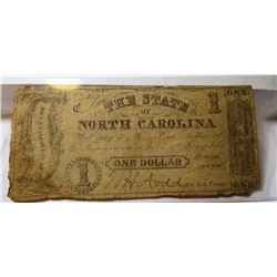 1862 State of North Carolina $1 Dollar Note