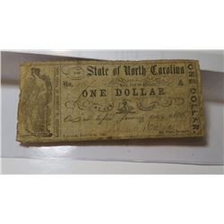 1866 State of North Carolina $1 Currency