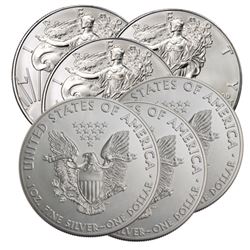 (6) US Silver Eagles - Random Dates