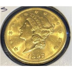1897 S BU Grade Better Date $20 Gold Liberty