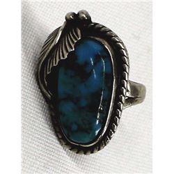 Navajo Sterling Turquoise Ring, Size 4