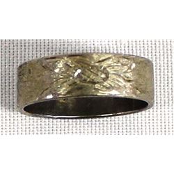 Vintage Etched Flower Wedding Ring, Size 10.75