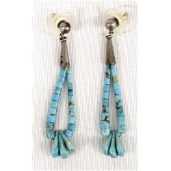 Navajo Sterling Turquoise Bead Earrings
