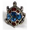 Image 1 : Navajo Old Pawn Sterling Chip Inlay Turtle Ring