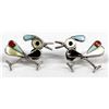 Image 1 : Zuni Old Pawn Sterling Inlay Roadrunner Earrings