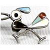 Image 2 : Zuni Old Pawn Sterling Inlay Roadrunner Earrings