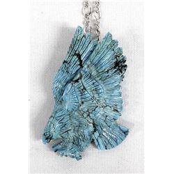 Navajo Carved Turquoise Eagle Pendant Necklace