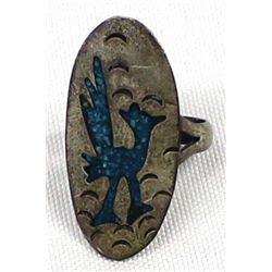 Navajo Old Pawn Sterling Inlay Turquoise Ring
