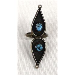 Navajo Old Pawn Sterling Turquoise Ring, Size 5
