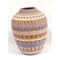 Navajo Carved Pottery Jar by Phillip Nez