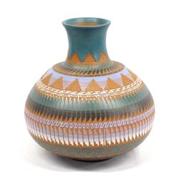 Native American Navajo Carved Pottery Jar