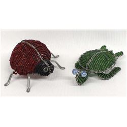 Beaded Wire Turtle and Ladybug