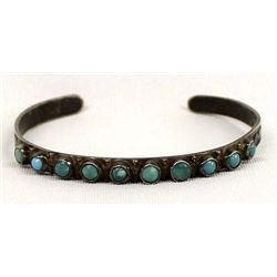 Zuni Old Pawn Sterling Turquoise Bracelet