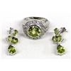 Image 1 : Sterling Silver Peridot Earrings and Ring, Size 8