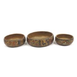 3 Peruvian Graduated Pottery Bowls