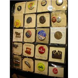 group 20 early advertising lapel pins
