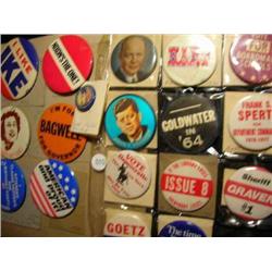 18 mixed political campaign buttons