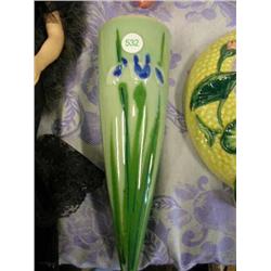 green ceramic wall pocket