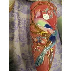 Rose colored ceramic wall pocket