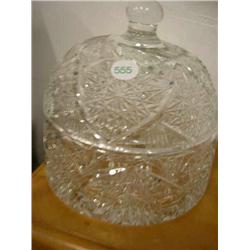 Lidded cut glass bowl