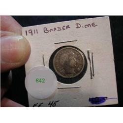 barber dime 1911 graded ef45