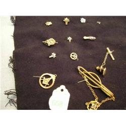 grouping of Masonic pins, tie tacks, ch