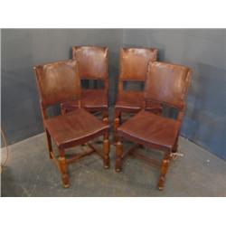 4 leather & oak chairs 