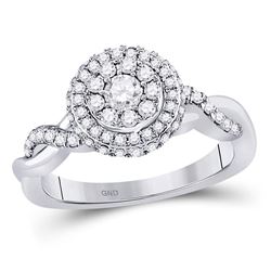 14kt White Gold Round Diamond 3-stone Bridal Wedding Engagement Ring 1/2 Cttw