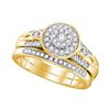 14k White Gold Round Diamond Bridal Wedding Engagement Ring Band Set 1.00 Cttw