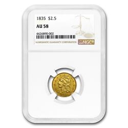 1835 $2.50 Gold Classic Head AU-58 NGC