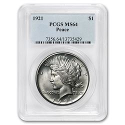 1921 Peace Dollar MS-64 PCGS