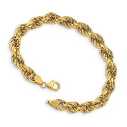 14k Yellow Gold Fancy 7 mm Rope Bracelet - 7.5 in.