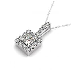 36.93 ctw Garnet & Diamond Halo Necklace 10K White Gold