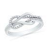 Image 1 : 10kt White Gold Round Diamond Heart Cluster Screwback Earrings 1/6 Cttw